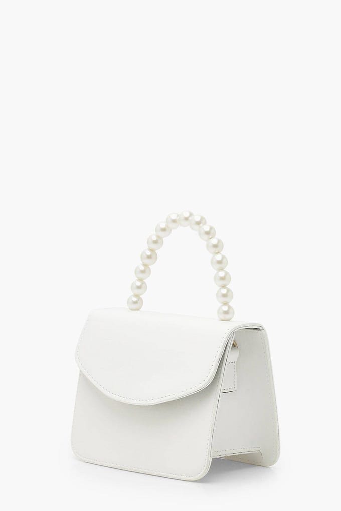 boohoo Dames Pearl Handle Grab Bag | Wit