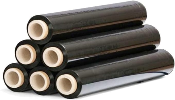 Set van 6 Zwarte Hand Palletwikkelfolie 500mm - 30my - 2,2 kg per Rol