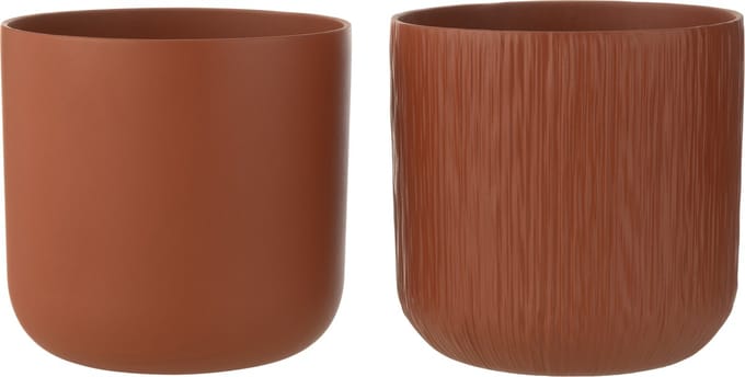 J-Line bloempot Gen - keramiek - bruin - XXL - 2 stuks - Ø 26.5 cm