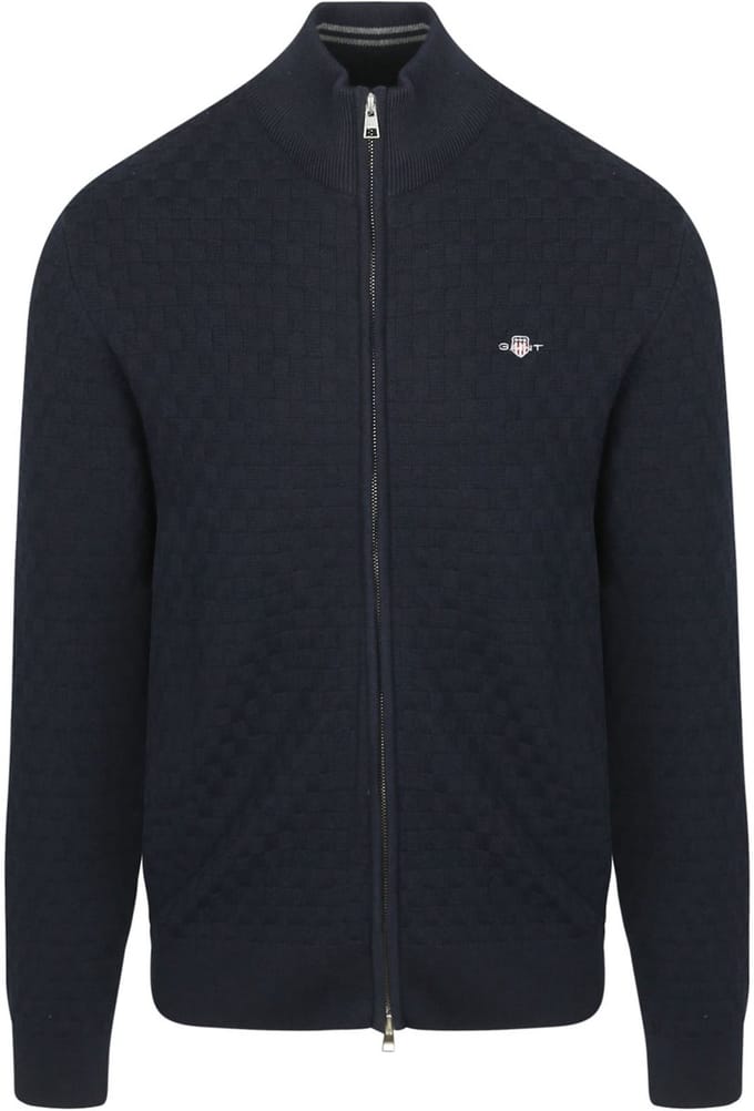 Gant Vest Texture Donkerblauw - Maat L - Heren