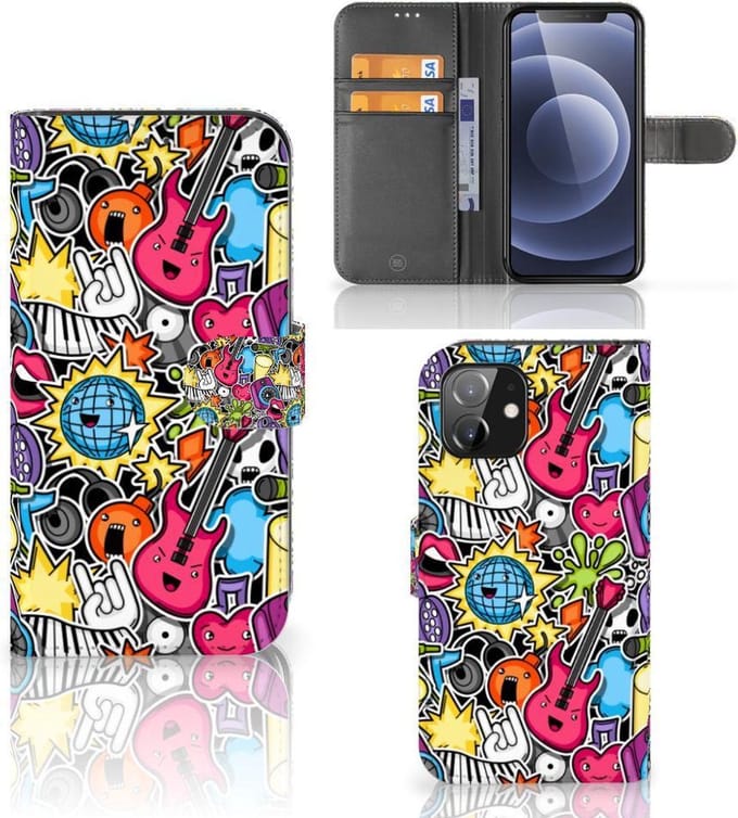 iPhone 12 | 12 Pro (6.1) Wallet Case met Pasjes Punk Rock