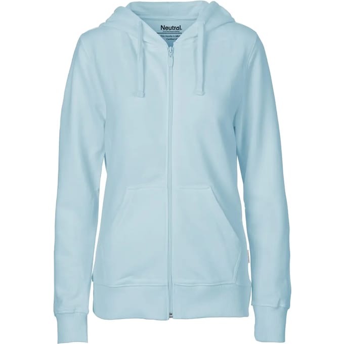 Fairtrade Ladies Zip Hoodie met capuchon Light Blue - S