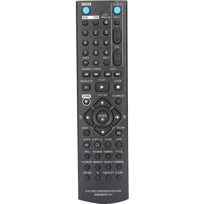 DVDVCRDVDR Recorder Controller Afstandsbediening Vervanging voor LG RC286HRC297HRC397H black