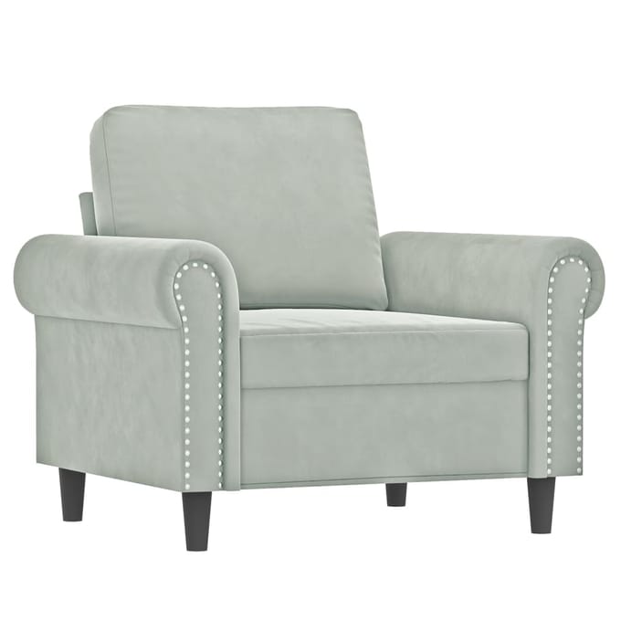 vidaXL - 3-delige - Loungeset - met - kussens - fluweel - lichtgrijs