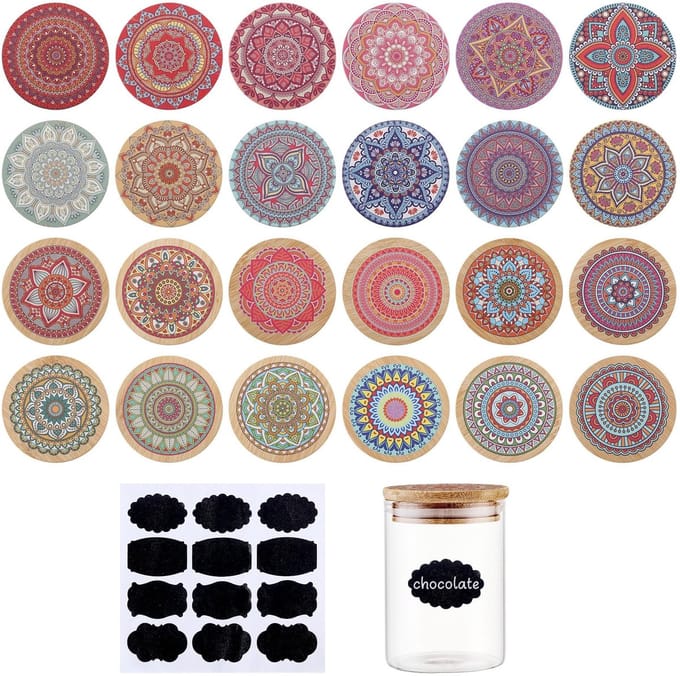 Allecto - Herbruikbare Bamboe Lids - Mandala Patroon - Duurzaam en