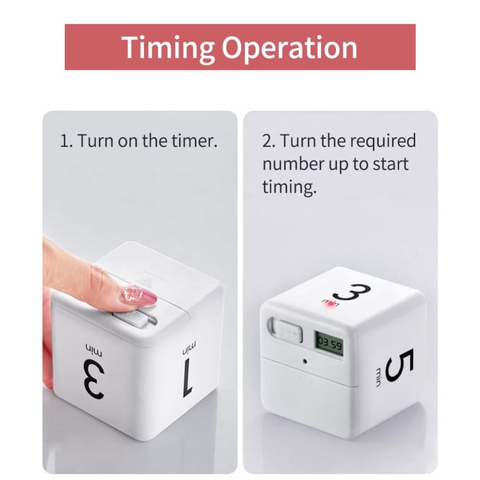 Draagbare kubustimer Digitale keukentimer Aftelalarm 15-20-30-60 minuten Flip-timing met 1-3-5-10