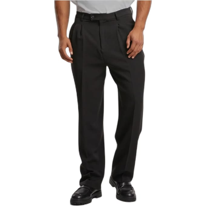 Urban Classics - Double Pleated Dressed Broek rechte pijpen - Taille, 44 inch - Zwart