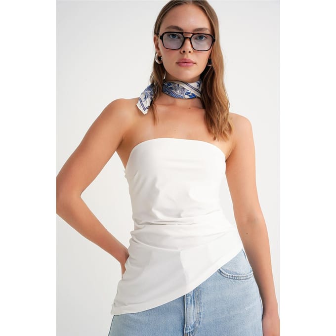 Strapless Geplooide Blouse