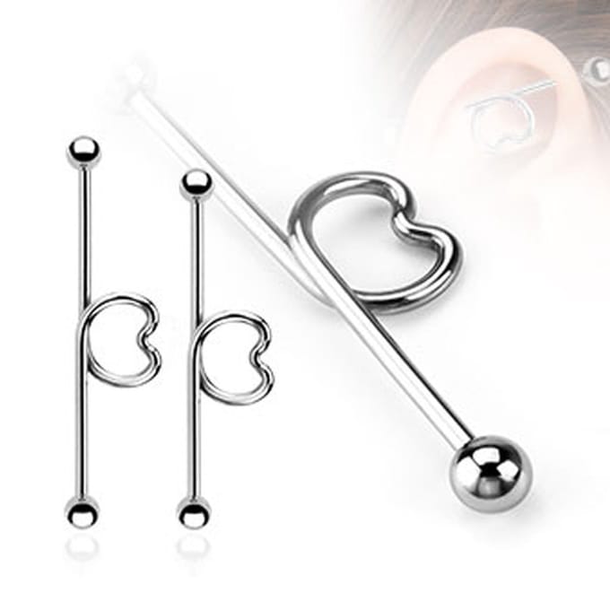 Industrial piercing hartje - zilver - LMPiercings