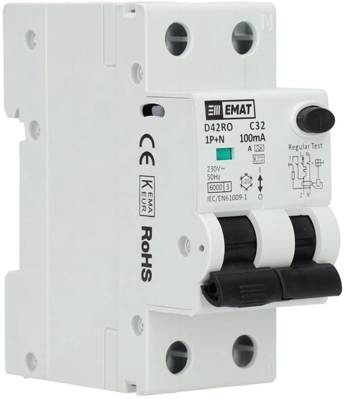 EMAT aardlekautomaat C32 1P+N 100mA Type A (85006421)
