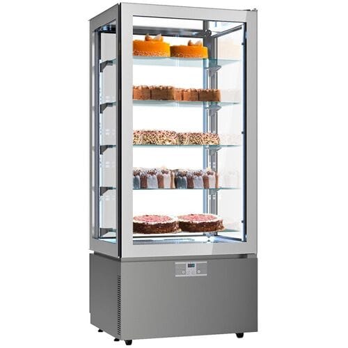 GGM Gastro Panoramavitrine - 457 Liter - 800mm - 5 Ablagen - Silber Zilver