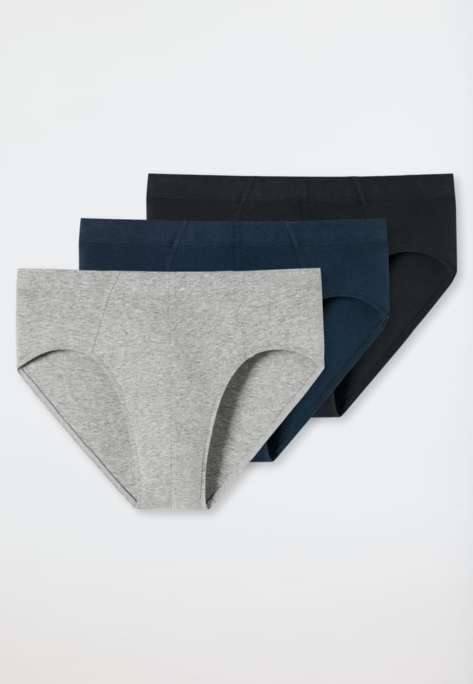 Schiesser 3 PACK Supermini 95/5 Essentials - Heren Onderbroek - grijs, blauw, zwart