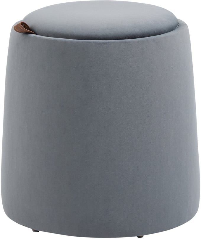 MODFU Poef Ø44x47,5 cm van polyester, met opbergruimte en omkeerbaar deksel, grijs