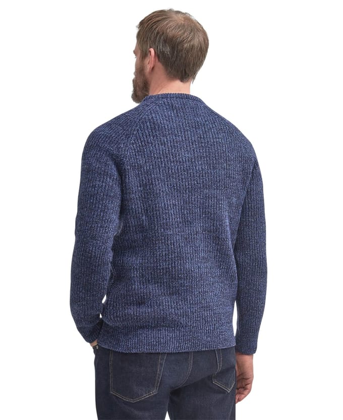 Barbour trui donkerblauw gemêleerd lamswol ronde hals