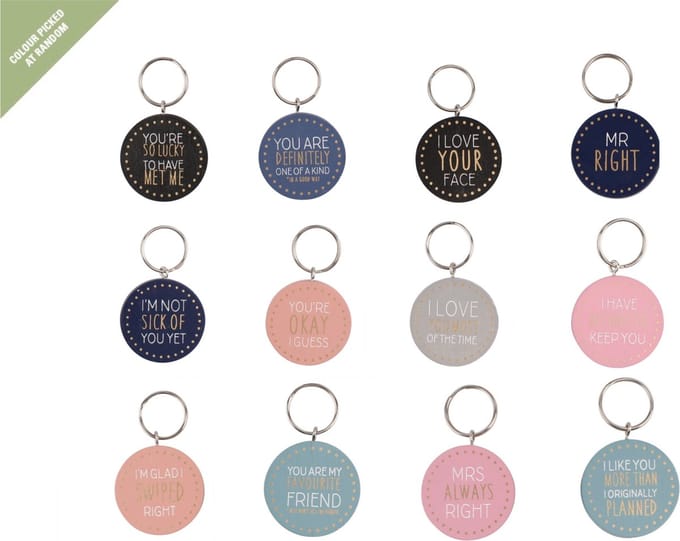 CGB GIFTWARE You'll Do 12 Assorted Wooden Keyring H4.5xL4.5cm| Keys |