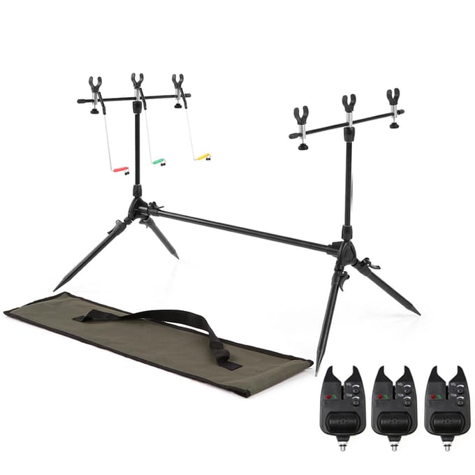 Lixada Verstelbare Intrekbare Karperhengel Pod Standaard Houder Hengel Pod Standaard met 3 Beet
