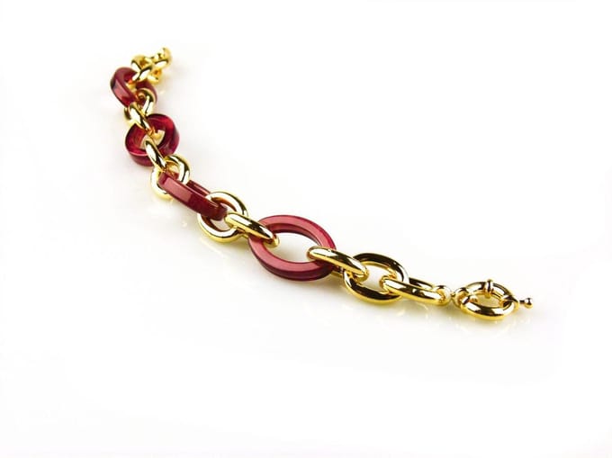 model Marilyn Monroe armband in brons goudkleurige schakels met roze resin