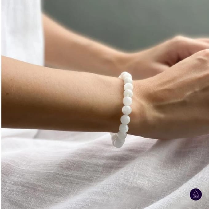 Elegante Natuurlijke Maansteen Armband Casual Chic Design Kralen, Eenvoudige Luxe Koppelsieraden, Maansteen Sieraden gray