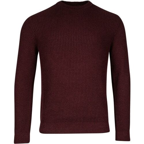 Baileys Trui Crew Neck Uni Color Allover Structure Knit Aubergine / male
