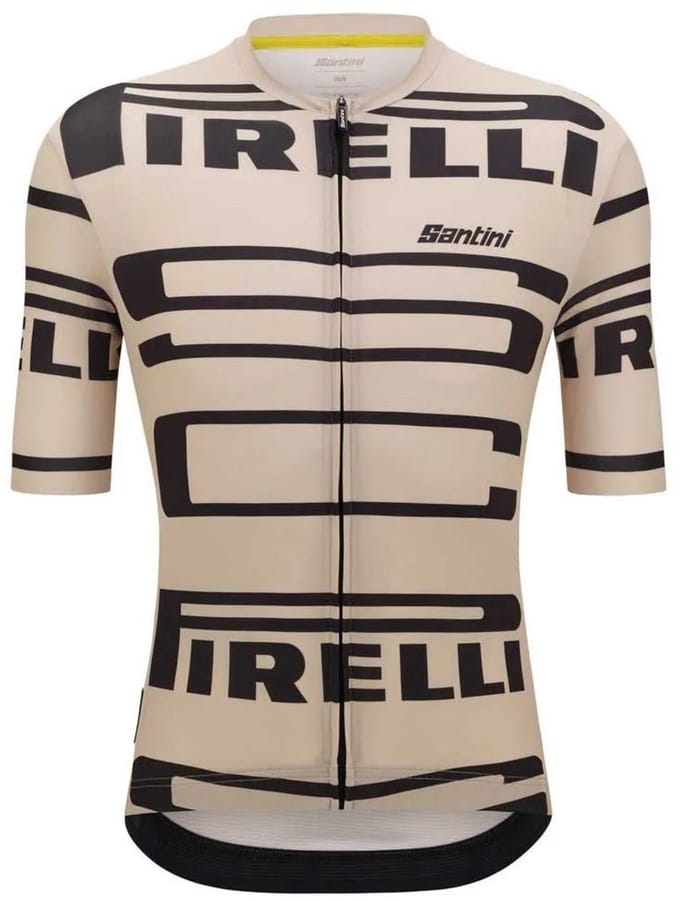 Santini Pirelli Korte Mouw Wielertrui Beige S