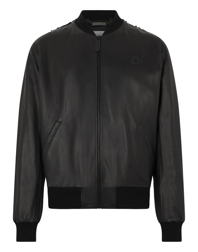 Leather Bomber Dragon Skull