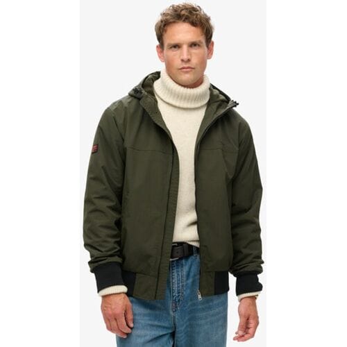 Superdry Surplus Nylon Bomberjack met Capuchon Groen Grootte: L