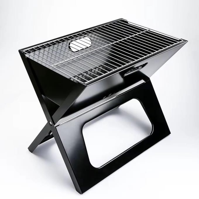 Draagbare Houtskool Barbecue – Snels inklapbare RVS Buiten Grill – Voor Camping, Tuin en Picknick – 48 cm