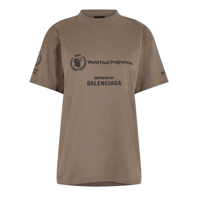 Balenciaga T-shirt voor dames van het Wereldvoedselprogramma (Taupe/Zwart)