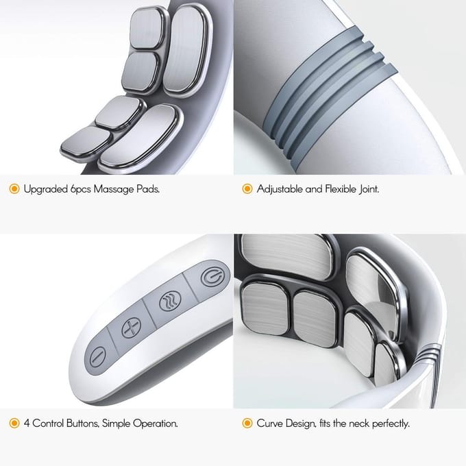 Draagbare elektrische nekmassager Cervicale stimulator voor nekontspanning Pijnbestrijding Verwarmingstherapie 5 wit