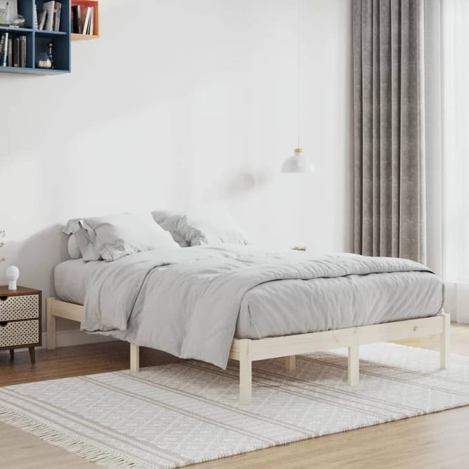 vidaXL - Bedframe - zonder - matras - massief - grenenhout - 137x190 - cm - vol