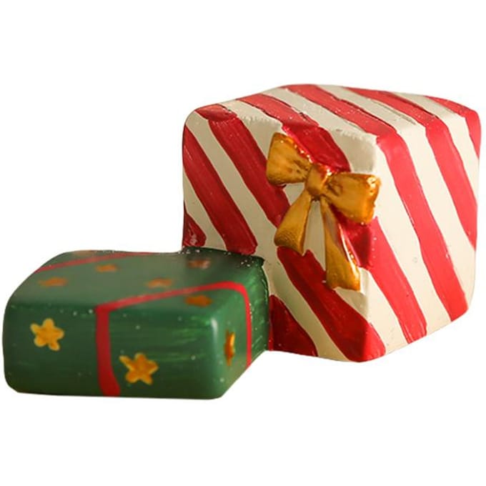 Ornement d'aquarium en résine pour sapin de Noël, boîte cadeau, décoration d'aménagement paysager de Noël red