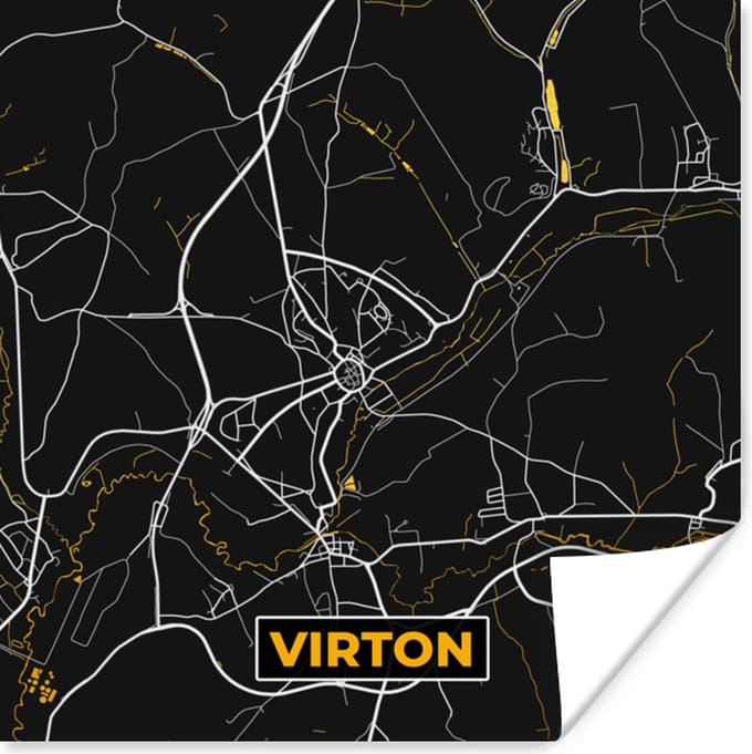 Poster Stadskaart - Virton - Gold - Kaart - Plattegrond - 75x75 cm