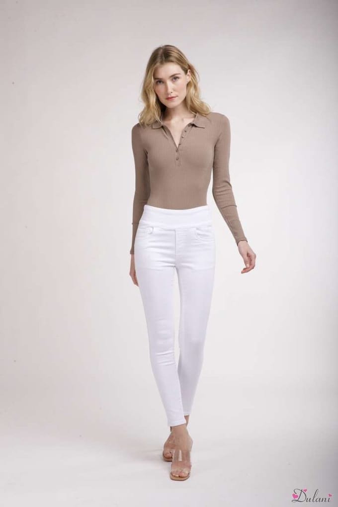 Broek Toxik3 met hoge taille jog denim extra comfy wit