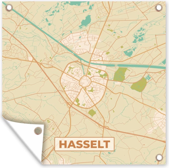 Tuindoek Plattegrond - Kaart - België - Stadskaart - Hasselt - 100x100 cm
