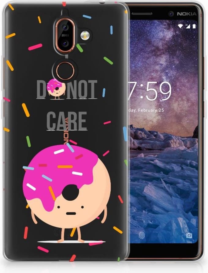 Nokia 7 Plus Siliconen Case Donut Roze