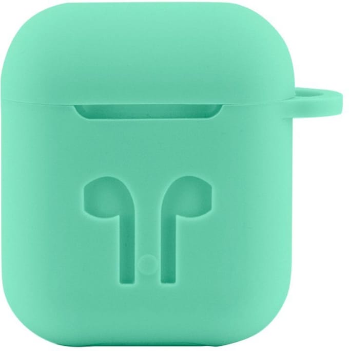 Case cover - Apple Airpods - mintgroen siliconen - met musketon