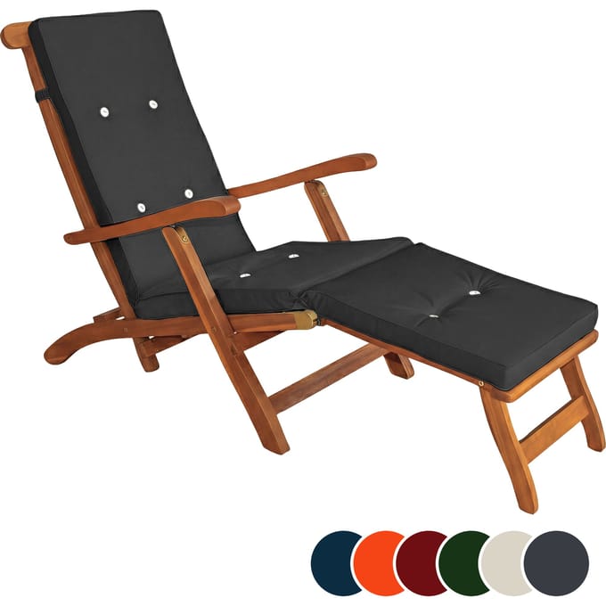 Detex Ligstoel Kussens - Waterbestendig 173x43cm - Antraciet