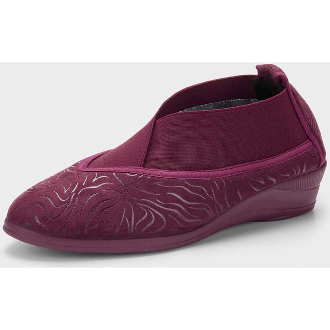 Pantoffels met elastiek en zool met grip - bordeaux - Gr. 40 van Goldner Fashion