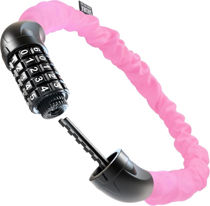 Ketting Fietslot - Combinatieslot - Veilig Onderweg - 5-Cijferige Code - 90 cm - Lichtroze