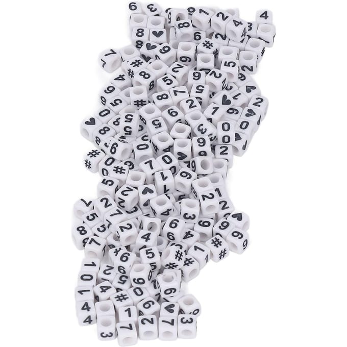 300 Stuks Acryl Cijfer Kralen Wit 7x7mm Acryl Kralen voor Sieraden Maken DIY Armbanden Decoraties white