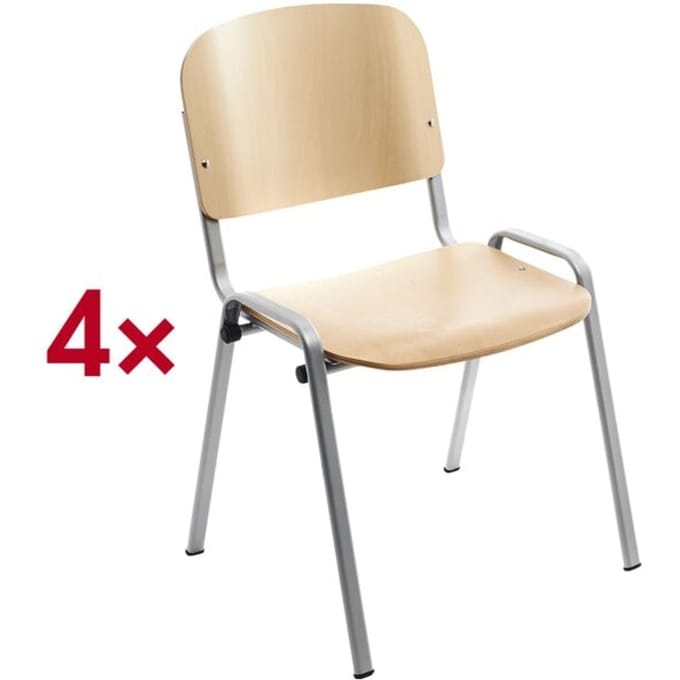 Rocada Bezoekersstoel 974VE Grijs, Hout (licht) R974182 4 stuk(s)