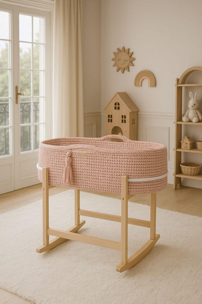 Mozesmand met wiegstandaard «Cuña» | Pastel roze