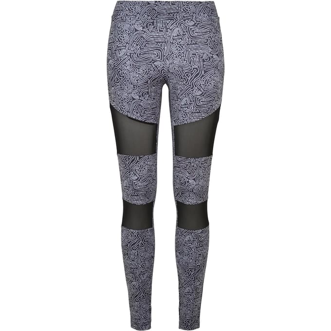 Urban Classics - Tech Mesh AOP blackzen Sportlegging - M - Zwart