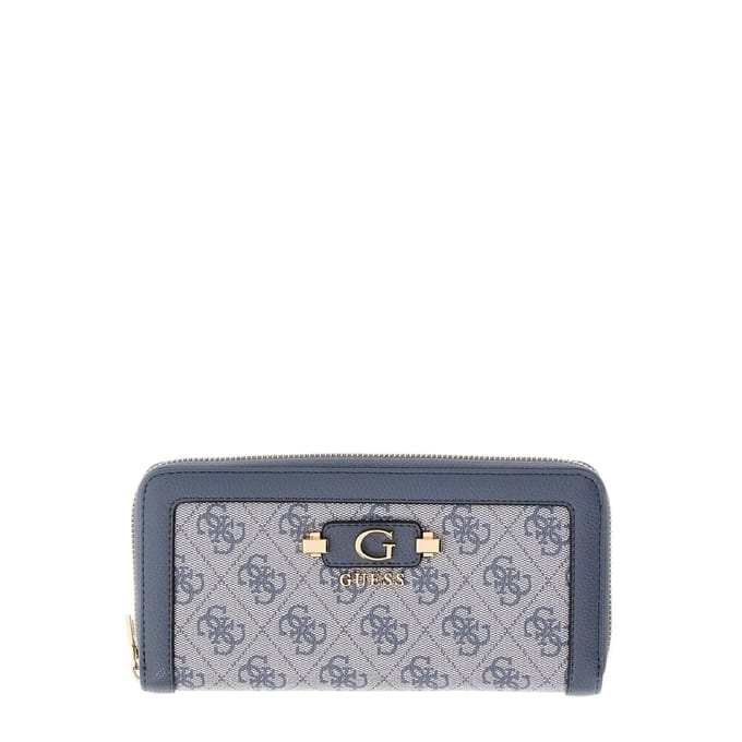 GUESS portemonnee Lindsey SLG Zip Around Wallet Slate Logo blauwgrijs