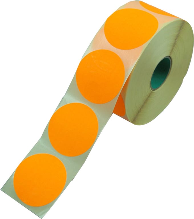Sluitzegel / sticker / etiket rond 62mm 1500 stuks fluor oranje