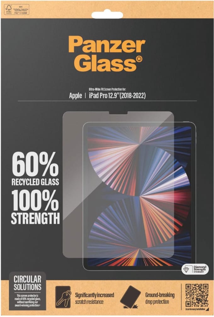 PanzerGlass Ultra-Wide Fit - Getemperd Glas - Apple iPad Pro 12.9" - Kras- en Stootbestendig - Luxe Ontwerp