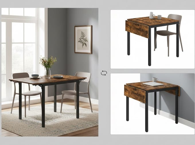 Eettafel Inklapbaar - Ruimtebesparend Klaptafel, Stabiel en Stijlvol - 120x78 cm