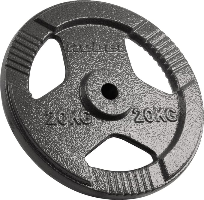 Rebel Active RBA-2137 - Halterschijf - 20kg - 31mm Gaten - Gietijzer - Drie Handgrepen