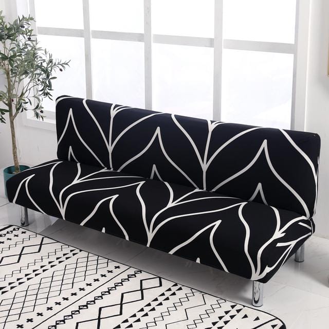 Housses de canapé-lit élastiques pour salon, serviette de canapé antidérapante, housse de canapé-lit en coton extensible L  185cm - 200cm white
