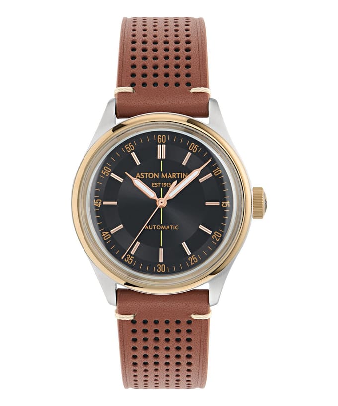 Aston Martin Timeless TS1 MTTS1S604 Horloge - Leer - Bruin - Ø 39 mm